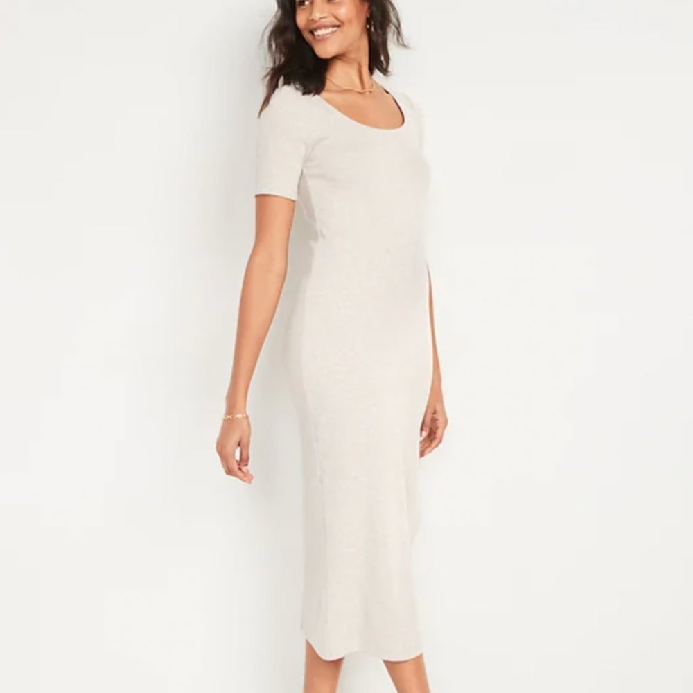 NWOT Old Navy Fitted Rib-Knit Midi Shift Dress
